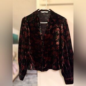 Zara whimsigoth floral crushed velvet Zara sweater